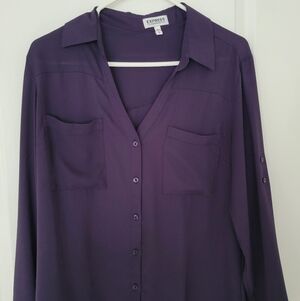 Express Deep Purple Long Sleeve Shirt